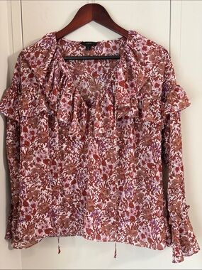 J. Crew Floral Ruffle Blouse